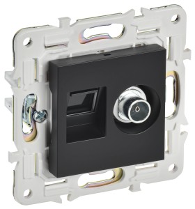 SKANDY Розетка двойная TV+RJ45 кат.6 SK-A15Bl черный IEK