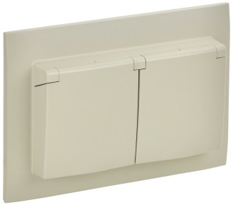 SKANDY Розетка 2-местная и крышкой 16А в сборе IP44 SK-R12B бежевый IEK