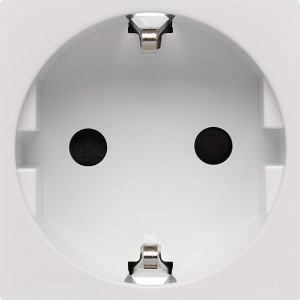 Розетка с заземляющим контактом защитной шторкой и безвинтовым зажимом (2 модуля) белая