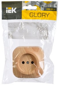 GLORY Розетка 1-местная для открытой установки без заземления без защитных шторок 10А РС20-2-ХС сосна IEK