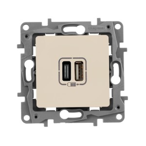 Etika - Зарядное устройство с двумя USB-разъемами Type A + Type C, 3000mA (сл.кость)