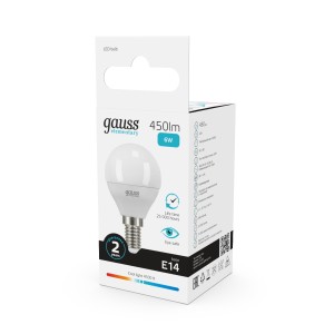 Лампа Gauss Elementary Шар 6W 450lm 4100K Е14 LED 1/10/100