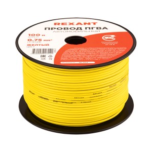 Провод ПГВА 1х0,75мм², желтый, бухта 100м REXANT