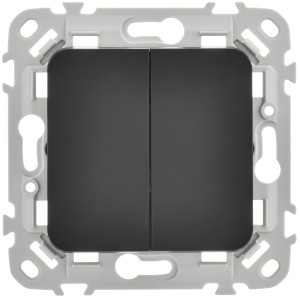 FLITE Выключатель 2-клавишный 10А ВС12-1-0-ФлЧ черный IEK