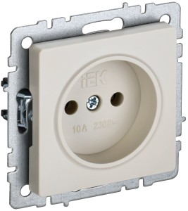 BRITE Розетка 1-местная без заземления без защитных шторок 10А РС10-1-0-БрКр бежевый IEK
