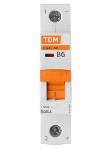 Авт. выкл. ВА47-60 1Р  6А 6кА х-ка В TDM