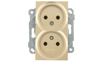 Rita - Розетка двойная 2x2P, керамическая, золото доре