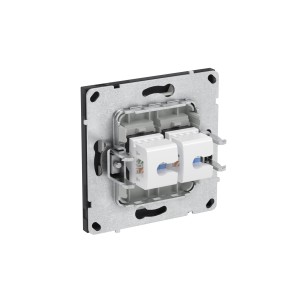 Компьютерная розетка RJ-45 без шторки, кат.5е двойная, KANT, черный уголь DKC
