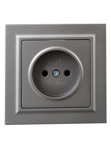 BRITE Розетка 1-местная без заземления без защитных шторок 10А РС10-1-0-БрС сталь IEK