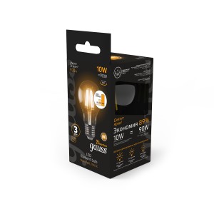 Лампа Gauss Filament А60 10W 930lm 2700К Е27 LED 1/10/40