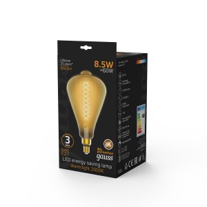 Лампа Gauss Filament ST164 8.5W 660lm 2000К Е27 golden flexible LED 1/6