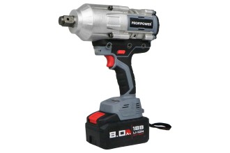 Аккумуляторный гайковерт бесщеточный ударный ProfiPower T-2000N (Li-ion-1шт, 6.0Ач, 2000Нм, адаптер переходника, З/У, в кейсе)