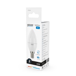 Лампа Gauss Elementary Свеча 8W 560lm 6500K Е14 LED 1/10/100