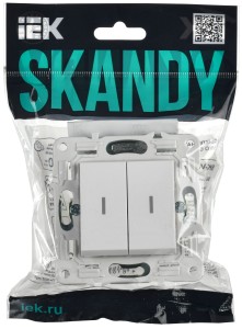 SKANDY Выключатель 2-клавишный проходной с индикацией 10А SK-V10W арктический белый IEK