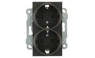 Rita - Розетка двойная 2x2P+E, черный мат
