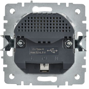 BRITE Розетка 1-местная с заземлением с защитными шторками 16А с USB A+A 5В 3,1А РЮш10-2-БрАБ арктический белый IEK