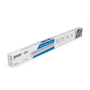 Св-к светодиодный матовый Gauss IP40 590x60x36мм 18W 1800Лм 6500K Shop Lighting белый 1/20