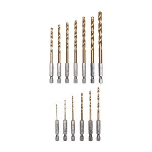 Набор сверл по металлу, 1,5-6,5мм (через 0,5мм, 3,2мм, 4,8мм), HSS, ТИТАН, шестигранный хвостовик, 1