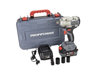 Аккумуляторный гайковерт бесщеточный ударный E0185 ProfiPower T-500N (Li-ion-1шт, 4.0Ач, 500Нм, ударная головка 17/19/21мм, З/У, в кейсе)