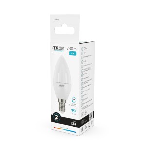 Лампа Gauss Elementary Свеча 10W 730lm 4100K Е14 LED 1/10/100