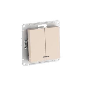 ATLASDESIGN 2-клавишный ВЫКЛЮЧАТЕЛЬ с подсветкой, сх.5а, 10АХ, мех., быстрозажим. клем., БЕЖЕВЫЙ