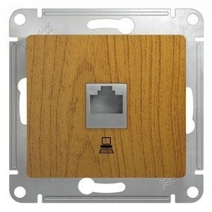 GLOSSA РОЗЕТКА компьютерная RJ45 кат. 5e, механизм, ДУБ