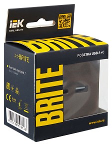 BRITE Розетка USB A+C 18Вт РЮ11-1-БрТБ темная бронза IEK