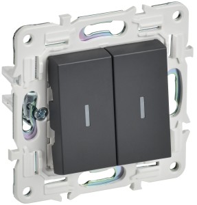 SKANDY Выключатель 2-клавишный проходной с индикацией 10А SK-V10T титан IEK