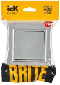 BRITE Выключатель 1-клавишный 10А ВС10-1-0-БрА алюминий IEK
