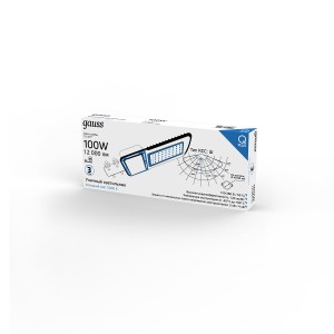 Светильник Уличный Gauss LED Qplus IP65 455*180*49 100W 12000lm 5000K 120-260V КСС Ш 1/4