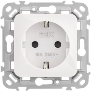 FLITE Розетка с заземлением с защитными шторками безвинтовое крепление 16А РСш11-1-ФлБ белый IEK