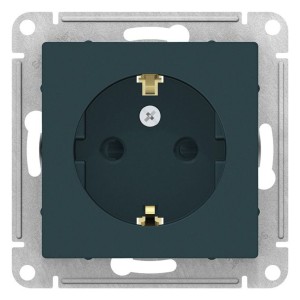 ATLASDESIGN РОЗЕТКА с заземлением со шторками, 16А, механизм, ИЗУМРУД