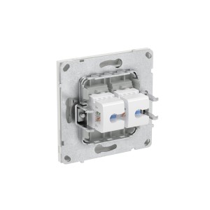 Компьютерная розетка RJ-45 без шторки, кат.5е двойная, KANT, белый песок DKC