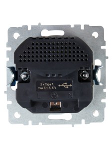 BRITE Розетка 1-местная с заземлением с защитными шторками 16А с USB A+A 5В 3,1А РЮш10-2-БрБ белый IEK