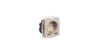 ATLASDESIGN РОЗЕТКА 16А c 2 USB A+A, 5В/2,4А, 2х5В/1,2А, механизм, ПЕСОЧНЫЙ