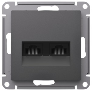 ATLASDESIGN РОЗЕТКА двойная компьютерная RJ45+RJ45 кат. 5e, механизм, БАЗАЛЬТ