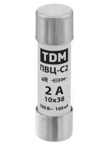 Плавкая вставка ПВЦ-С2 10х38 aR (быстродействующая) 2А TDM