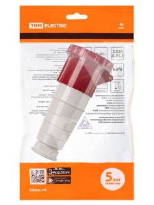 Розетка 234 переносная 3Р+РЕ 63А 380В IP54 TDM