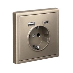 ARTGALLERY РОЗЕТКА 16А с 2 USB A+C, 5В/2,4А/3,0А, 2х5В/1,5А, механизм, ШАМПАНЬ