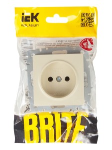 BRITE Розетка 1-местная без заземления без защитных шторок 10А РС10-1-0-БрКр бежевый IEK