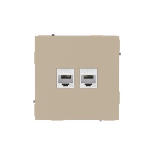Компьютерная розетка RJ-45 без шторки, кат.5е двойная, KANT, ванильный марципан DKC