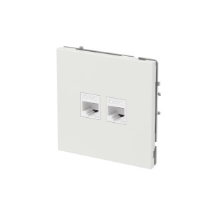 Компьютерная розетка RJ-45 без шторки, кат.5е двойная, KANT, белый песок DKC
