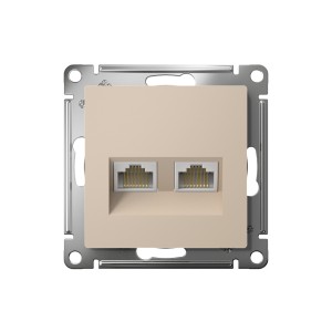 ATLASDESIGN РОЗЕТКА двойная компьютерная RJ45+RJ45 кат. 5e, механизм, ПЕСОЧНЫЙ