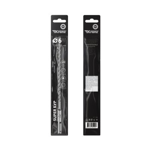 Бур по бетону SUPER 6x210мм, профессиональный, цельная крестовая пластина, SDS PLUS KRANZ