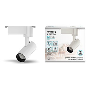 Светильник трековый Gauss цилиндр 8W 750lm 4000K 180-220V IP20 45*155мм белый линза 36º LED 1/40