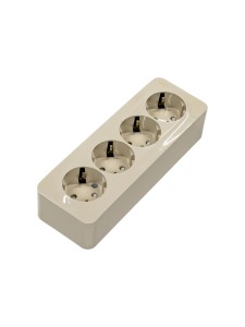 BLANCA О/У РОЗЕТКА 4-я с заземлением со шторками, ИЗОЛ.ПЛ., 16А, 250В, БЕЖЕВЫЙ