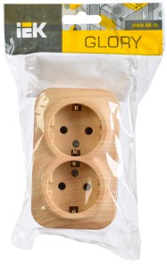 GLORY Розетка 3-местная для открытой установки с заземлением без защитных шторок 16А РС23-3-ХС сосна IEK