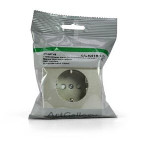 ARTGALLERY РОЗЕТКА с заземлением со шторками, 16А, механизм, быстрозажим. клем., ШАМПАНЬ