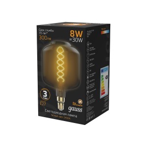 Лампа Gauss Filament DL180 8W 300lm 2400К Е27 gray flexible LED 1/6