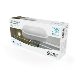 Св-к светодиодный Gauss Elementary IP65 200*98*46 15W 1100lm 4000K 160-260V ЖКХ овал 1/40.
